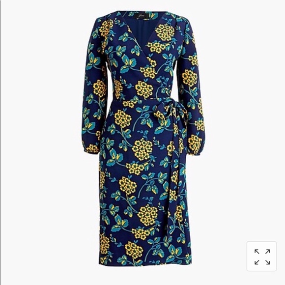 NWT J. Crew Golden Floral Wrap Dress - Picture 2 of 8